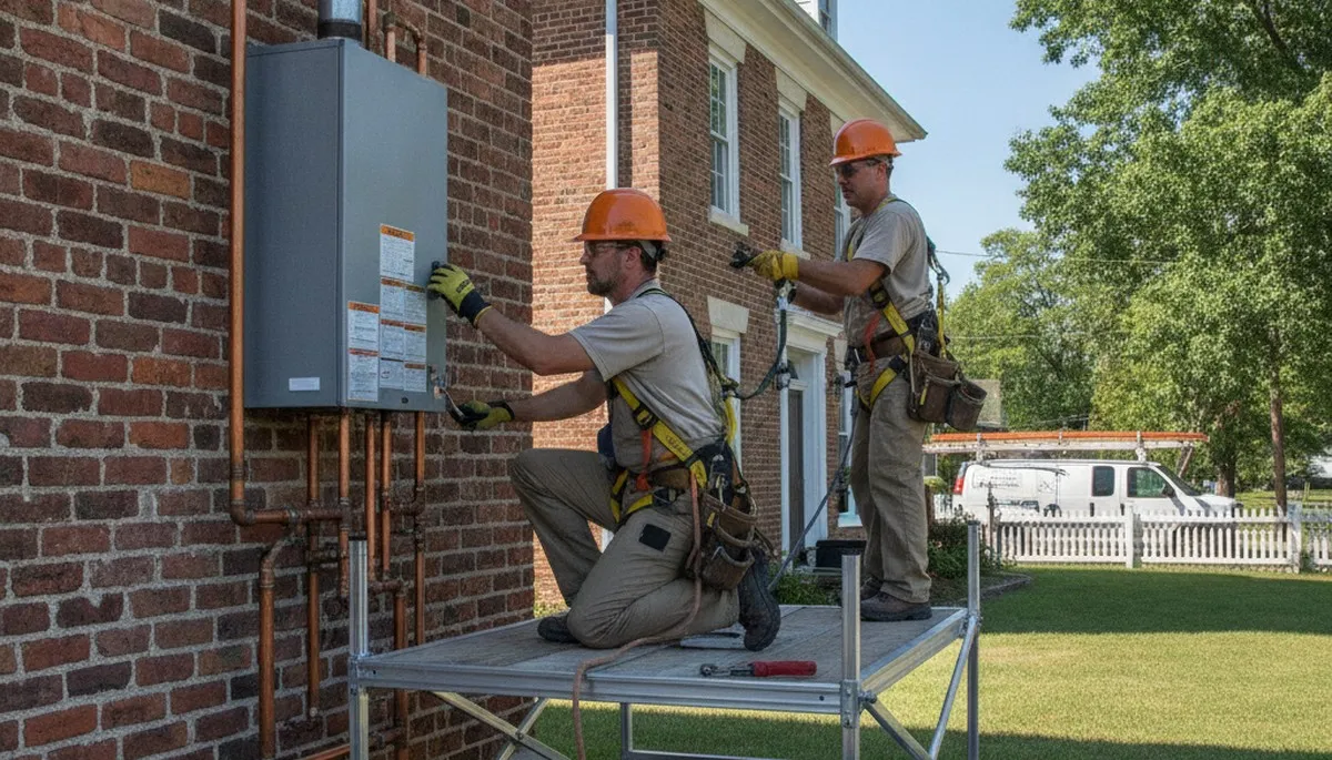 Plumber repairing a pipe in Bloomington, IN for emergency plumbing service
