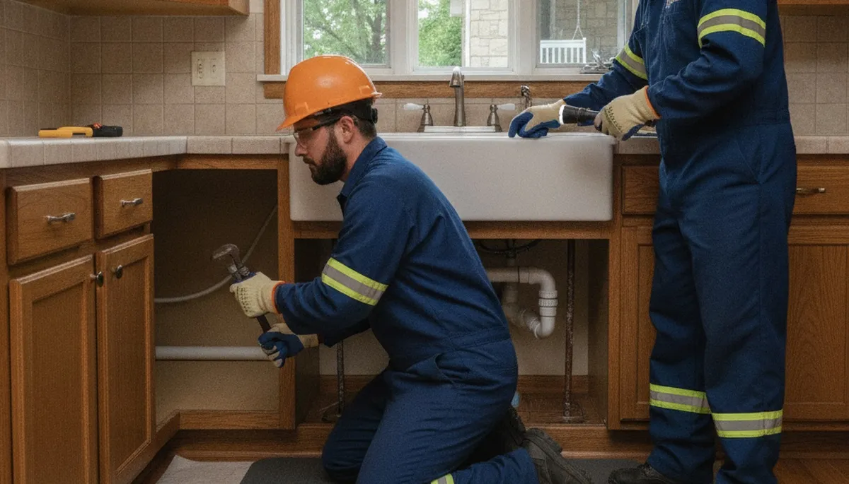 Bloomington, IN plumber repairing a residential leak for fast plumbing service
