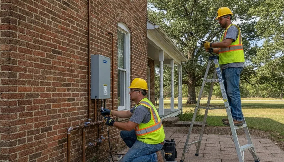Bloomington, IN plumber repairing a residential pipe for plumbing service