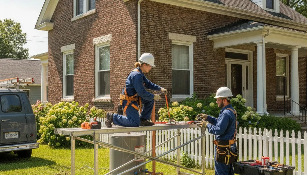 Bloomington, IN plumber repairing a residential leak for professional plumbing service
