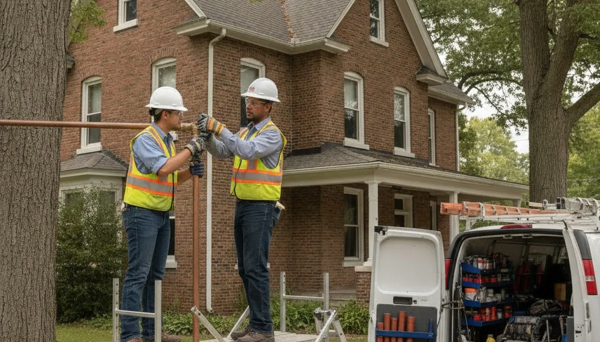 Bloomington, IN plumber repairing a leaking pipe for residential plumbing service