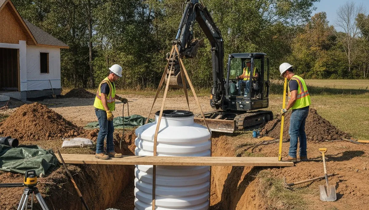 Septic tank installation in Bloomington, IN by On Call Plumbers for local homes