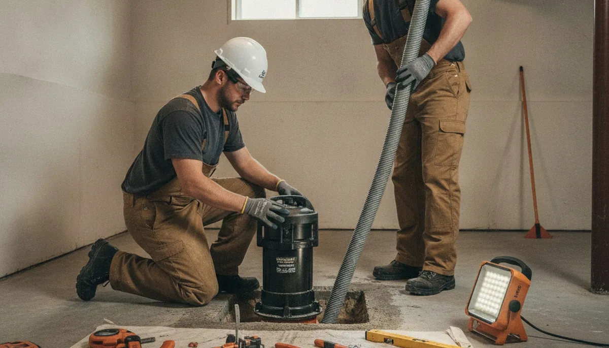 Sump pump installation in Bloomington, IN for home basement flood protection