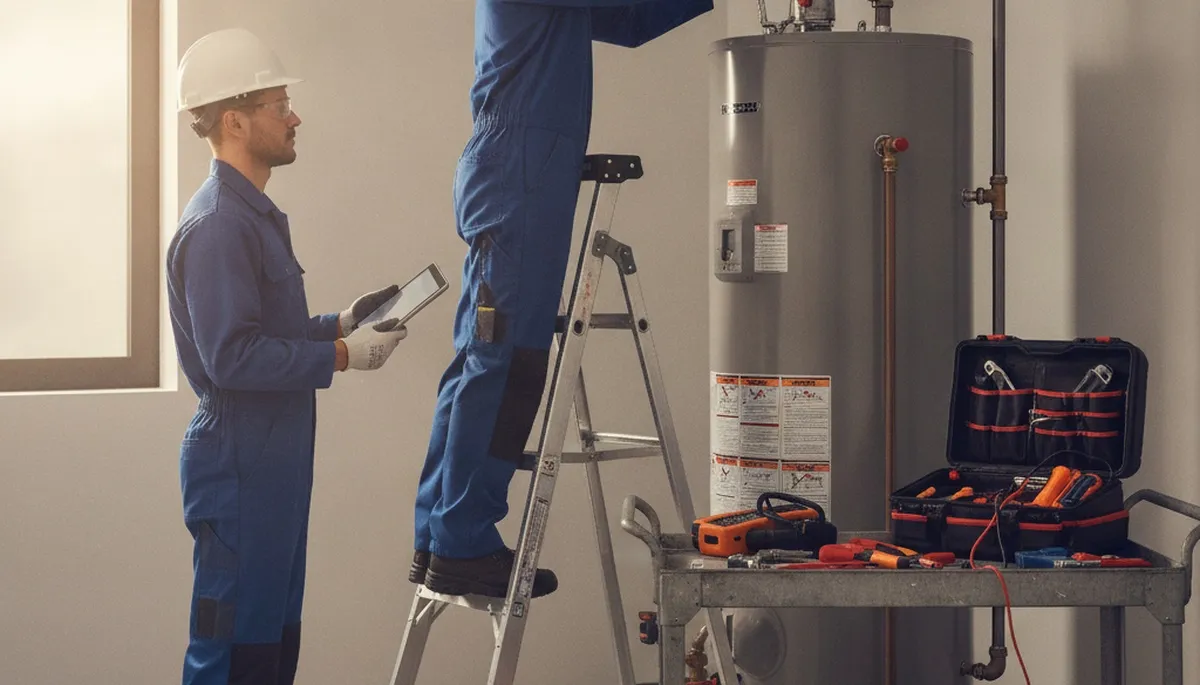 Bloomington, IN plumber repairing a water heater for a local home